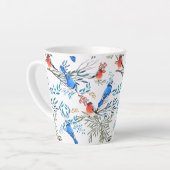 Mooie Waterverf vogels en oliepatroon Latte Mok (Linkerhoek)