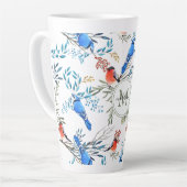 Mooie Waterverf vogels en oliepatroon Latte Mok (Linkerhoek)