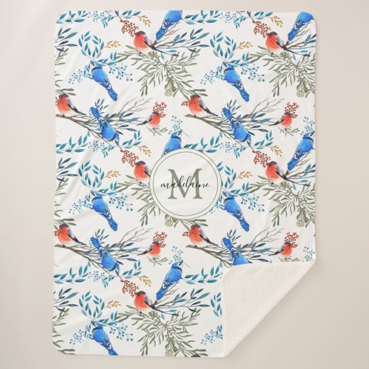 Mooie Waterverf vogels en oliepatroon Sherpa Deken (Voorkant)