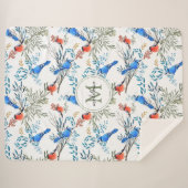 Mooie Waterverf vogels en oliepatroon Sherpa Deken (Voorkant (horizontaal))