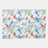 Mooie Waterverf vogels en oliepatroon Theedoek (Horizontaal)