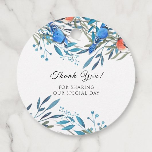 Mooie Waterverf vogels en olievlek Dank u wel Bedankjes Labels (Achterkant)