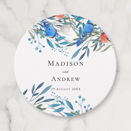 Mooie Waterverf vogels en olievlek Dank u wel Bedankjes Labels (Voorkant)