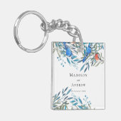 Mooie Waterverf vogels en olievlek Dank u wel Sleutelhanger (Voorkant Links)