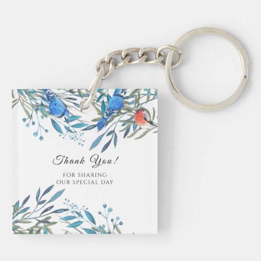 Mooie Waterverf vogels en olievlek Dank u wel Sleutelhanger (Achterkant)