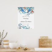 Mooie Waterverf vogels en olievlek Poster (Keuken)