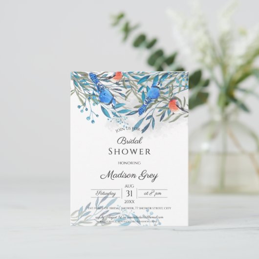 Mooie Waterverf vogels en Vrijgezellenfeest Uitnodiging Briefkaart (Staand voorkant)