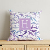 Mooie Waterverf vogels monogrammed Kussen