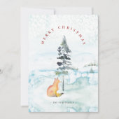 Mooie Waterverf Vos Kerstkaarten Feestdagenkaart (Voorkant)