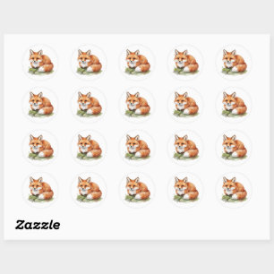 Mooie Waterverf Vos Ronde Stickers