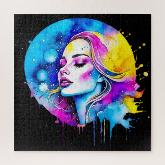 Mooie Waterverf vrouw Abstract Legpuzzel (Verticaal)