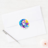 Mooie Waterverf vrouw Abstract Ronde Sticker (Envelop)