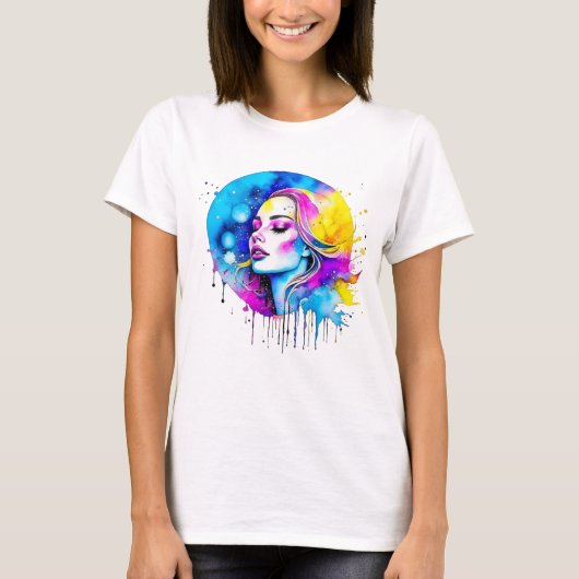 Mooie Waterverf vrouw Abstract T-shirt (Voorkant)
