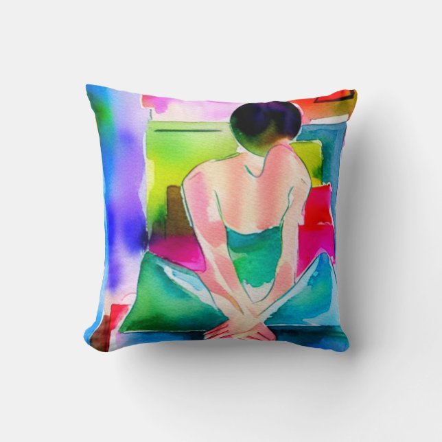 Mooie Waterverf vrouw Kussen (Voorkant)