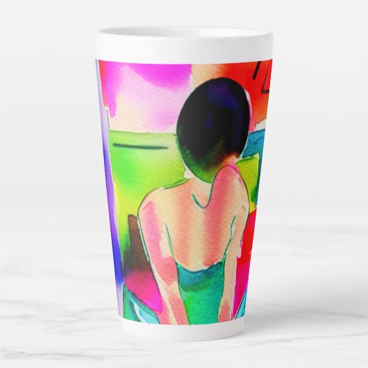 Mooie Waterverf vrouw Latte Mok (Voorkant)