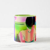 Mooie Waterverf vrouw Tweekleurige Koffiemok (Center)