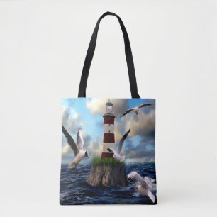 Mooie Waterverf vuurtoren Tote Bag