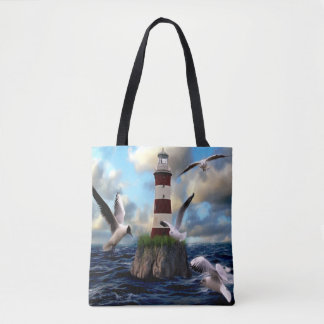 Mooie Waterverf vuurtoren Tote Bag