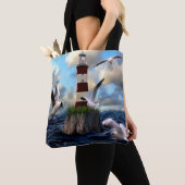 Mooie Waterverf vuurtoren Tote Bag (Dichtbij)