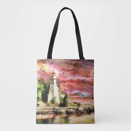Mooie Waterverf vuurtoren Tote Bag (Voorkant)