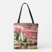 Mooie Waterverf vuurtoren Tote Bag (Achterkant)