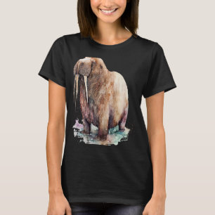 Mooie Waterverf Walrus portret T-shirt