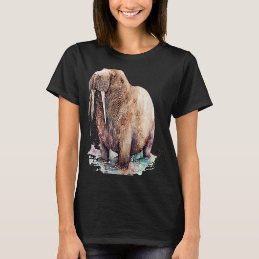 Mooie Waterverf Walrus portret T-shirt (Voorkant)