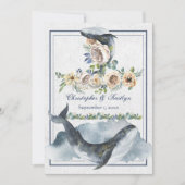 Mooie Waterverf walvissen en bloemen bruiloft Kaart (Voorkant)