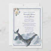 Mooie Waterverf walvissen en bloemen bruiloft Kaart (Achterkant)