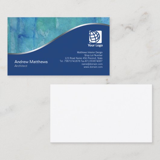 Mooie Waterverf Wash Architect Visitekaartje (Voorkant / Achterkant)