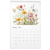 Mooie Waterverf Wilde bloem Botanische tuin Kalender (Feb 2027)