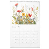 Mooie Waterverf Wilde bloem Botanische tuin Kalender (Jan 2026)