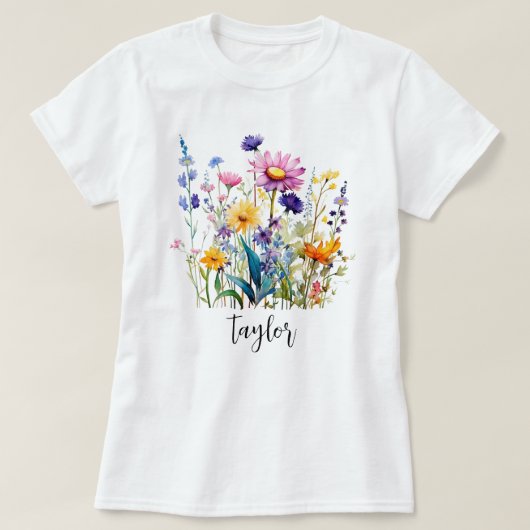Mooie Waterverf Wilde bloem Botanische tuin T-shirt (Design voorkant)