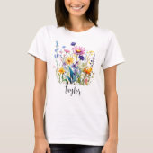 Mooie Waterverf Wilde bloem Botanische tuin T-shirt (Voorkant)