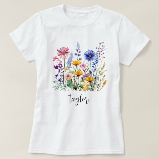 Mooie Waterverf Wilde bloem Botanische tuin T-shirt (Design voorkant)