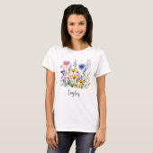 Mooie Waterverf Wilde bloem Botanische tuin T-shirt (Voorkant volledig)