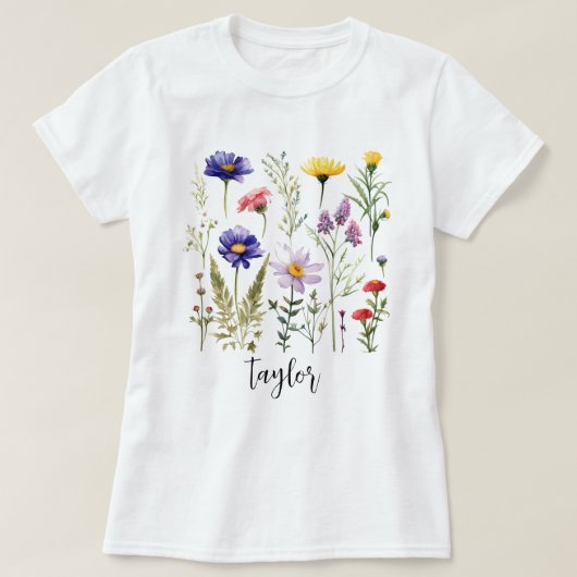 Mooie Waterverf Wilde bloem Botanische tuin T-shirt (Design voorkant)