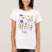 Mooie Waterverf Wilde bloem Botanische tuin T-shirt (Voorkant)