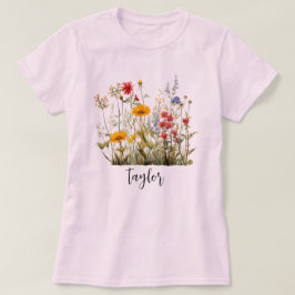 Mooie Waterverf Wilde bloem Botanische tuin T-shirt