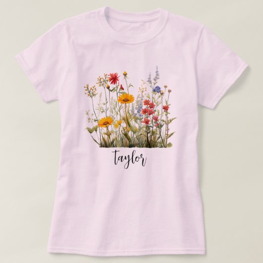 Mooie Waterverf Wilde bloem Botanische tuin T-shirt (Design voorkant)