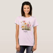 Mooie Waterverf Wilde bloem Botanische tuin T-shirt (Voorkant volledig)