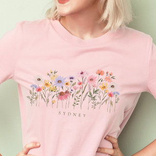 Mooie Waterverf Wilde bloem Botanische tuin T-shirt