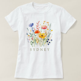 Mooie Waterverf Wilde bloem Botanische tuin T-shirt