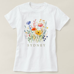Mooie Waterverf Wilde bloem Botanische tuin T-shirt