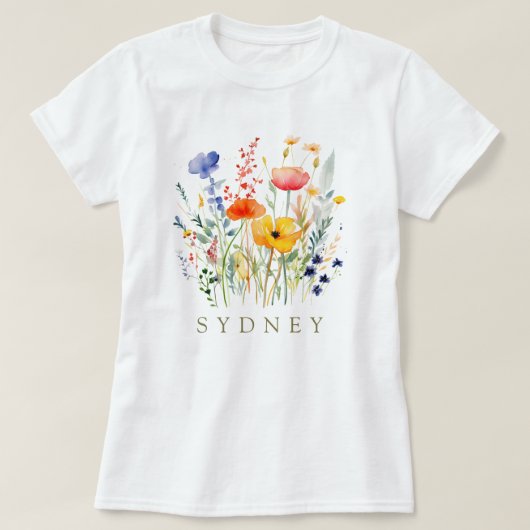 Mooie Waterverf Wilde bloem Botanische tuin T-shirt (Design voorkant)