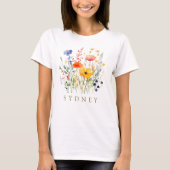 Mooie Waterverf Wilde bloem Botanische tuin T-shirt (Voorkant)
