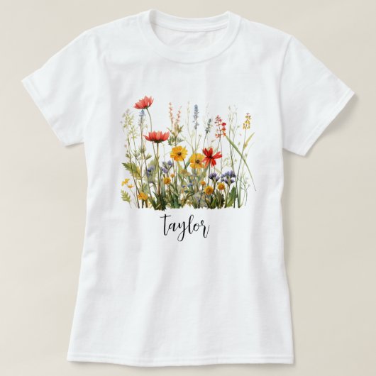 Mooie Waterverf Wilde bloem Botanische tuin T-shirt (Design voorkant)