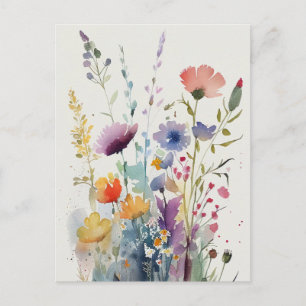 Mooie waterverf wilde bloemen briefkaart