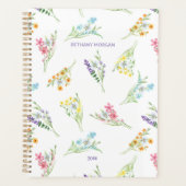 Mooie waterverf wilde bloemen gepersonaliseerd planner (Voorkant)