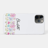 Mooie Waterverf Wilde Bloemen met Initiaalmonogram Case-Mate iPhone Case (Achterkant (horizontaal))
